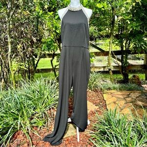 NWT! Adrianna Papell Black Knit Crepe Jumpsuit Sz. 18
